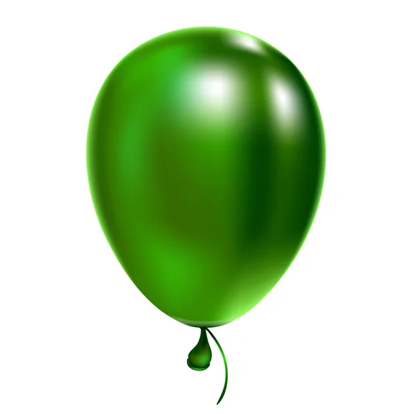 Globo de helio verde Globo de cumpleaños volando para fiestas y celebraciones Aislado sobre fondo blanco. Ilustración vectorial para su diseño y negocio — Vector de stock