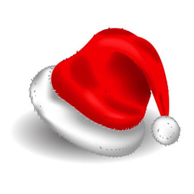 Gerçekçi Noel Noel Baba kırmızı şapka. Vektör eps 10.