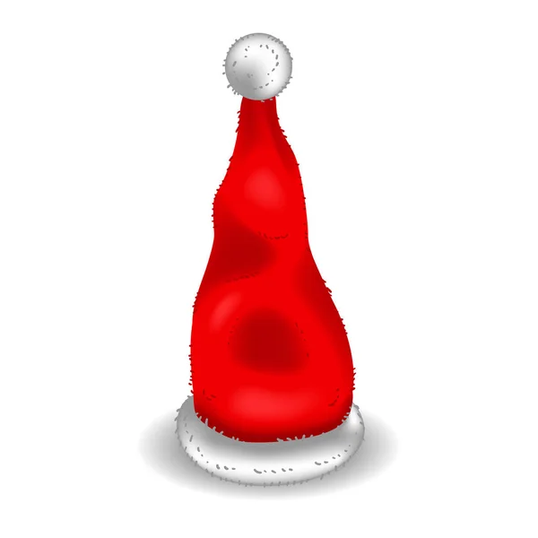Reális karácsony Mikulás piros kalap. Vektor eps 10. — Stock Vector