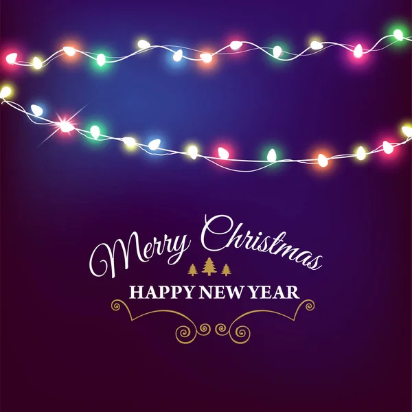 Abstract background for Merry Christmas or Happy New Year Card with Christmas lights and snowflakes. Vector illustration — Stock Vector