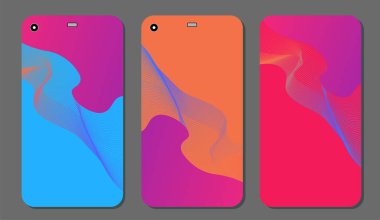 Cep telefonu kapağı ve ekran için set moda soyut süsler. Kırpma maskesi görünür parçası. Örnek yazdırma işleminden sonra Kırpma maskesini bırak için hazırdır. Vektör