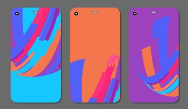 Cep telefonu kapağı ve ekran için set moda soyut süsler. Kırpma maskesi görünür parçası. Örnek yazdırma işleminden sonra Kırpma maskesini bırak için hazırdır. Vektör