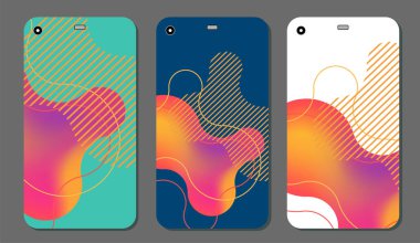 Cep telefonu kapağı ve ekran için set moda soyut süsler. Kırpma maskesi görünür parçası. Örnek yazdırma işleminden sonra Kırpma maskesini bırak için hazırdır. Vektör