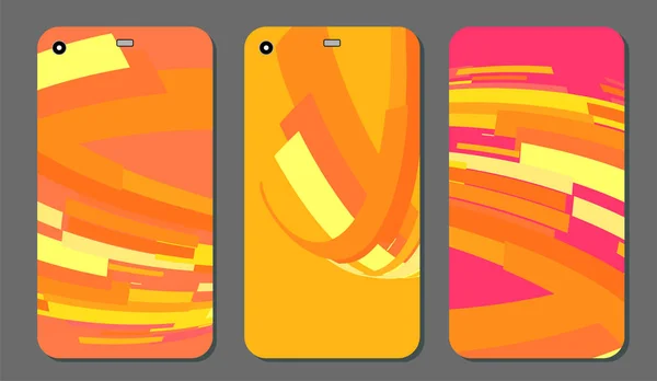 Establecer adornos abstractos de moda para la cubierta del teléfono móvil y la pantalla. La parte visible de la máscara de recorte. La muestra está lista para imprimir después de la máscara de recorte de liberación.Vector — Vector de stock