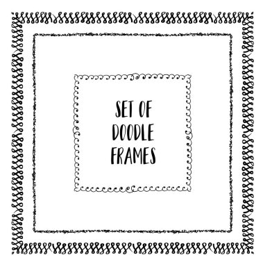 Mevsimlik süsler. Doodle desenleri. Dekoratif tasarım öğeleri. Şerit, sınır, bölücü, desen, sembol kümesi. Doodle karikatür çerçeve kümesi.