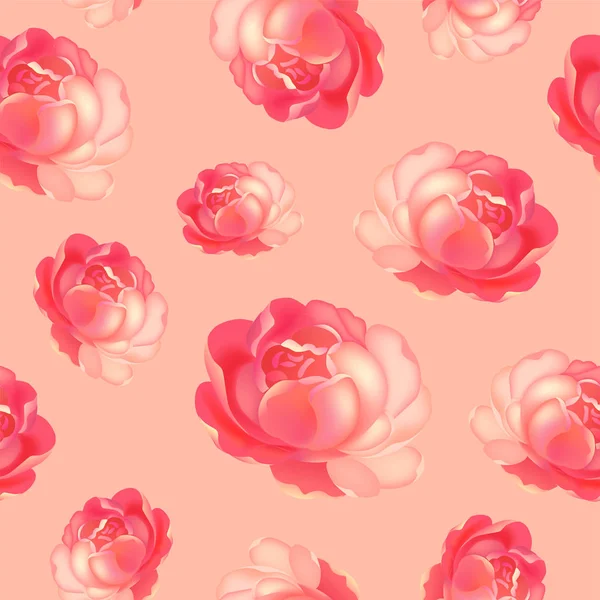 Ramo de flores con patrón de rosas, estampado repetido para tela — Vector de stock