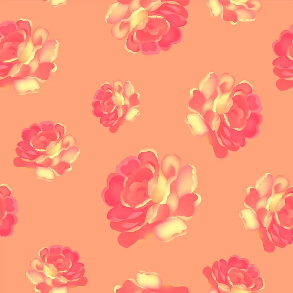 Ramo de flores con patrón de rosas, estampado repetido para tela — Vector de stock