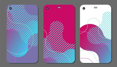 Cep telefonu kapağı ve ekran için set moda soyut süsler. Kırpma maskesi görünür parçası. Örnek yazdırma işleminden sonra Kırpma maskesini bırak için hazırdır. Vektör