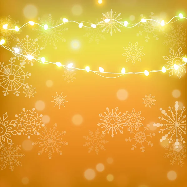 Karácsonyi és BUÉK arany vektor háttér, hópehely és újév világos csík. — Stock Vector