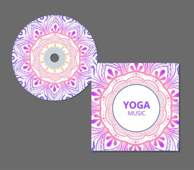 CD kapak tasarımı şablonu çiçek mandala tarzı ile. Arapça, Hindistan, pakistan, Asya motifi. illüstrasyon.