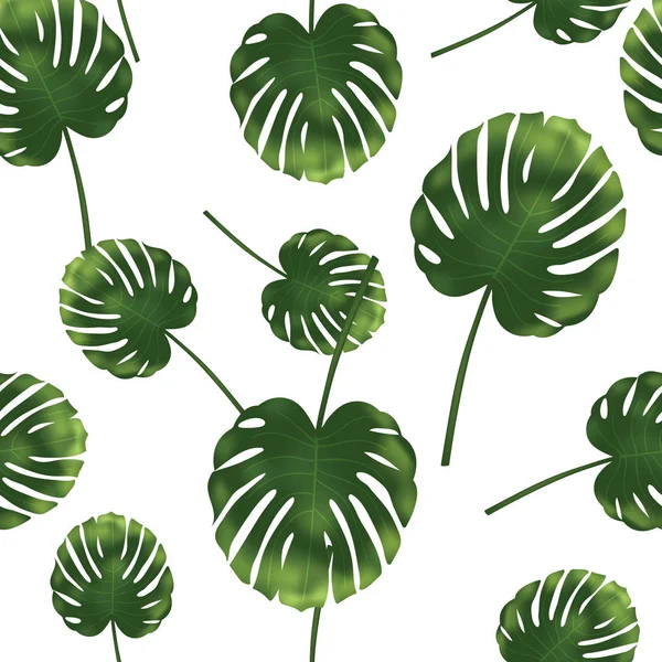 Tropische palmbladeren, jungle bladeren naadloze vector bloemmotief achtergrond — Stockvector