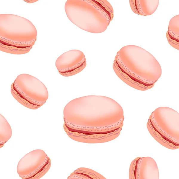 Motif sans couture avec des biscuits macarons colorés sur fond blanc . — Image vectorielle