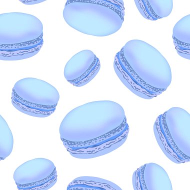 Beyaz arka plan üzerinde renkli acıbadem kurabiyesi kurabiye ile Seamless modeli.