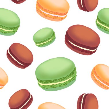 Beyaz arka plan üzerinde renkli acıbadem kurabiyesi kurabiye ile Seamless modeli.