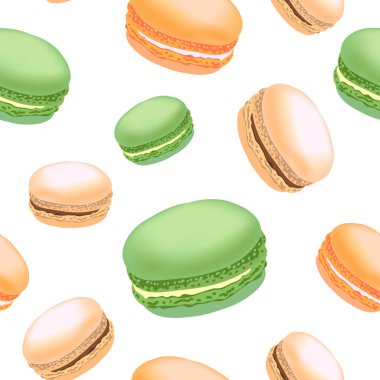 Beyaz arka plan üzerinde renkli acıbadem kurabiyesi kurabiye ile Seamless modeli.