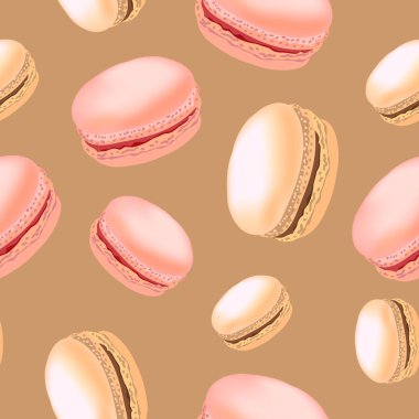 Beyaz arka plan üzerinde renkli acıbadem kurabiyesi kurabiye ile Seamless modeli.