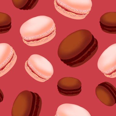 Beyaz arka plan üzerinde renkli acıbadem kurabiyesi kurabiye ile Seamless modeli.