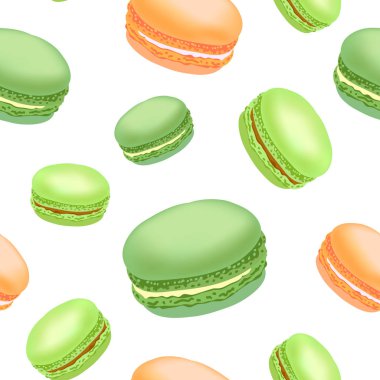 Beyaz arka plan üzerinde renkli acıbadem kurabiyesi kurabiye ile Seamless modeli.