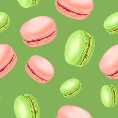 Beyaz arka plan üzerinde renkli acıbadem kurabiyesi kurabiye ile Seamless modeli.