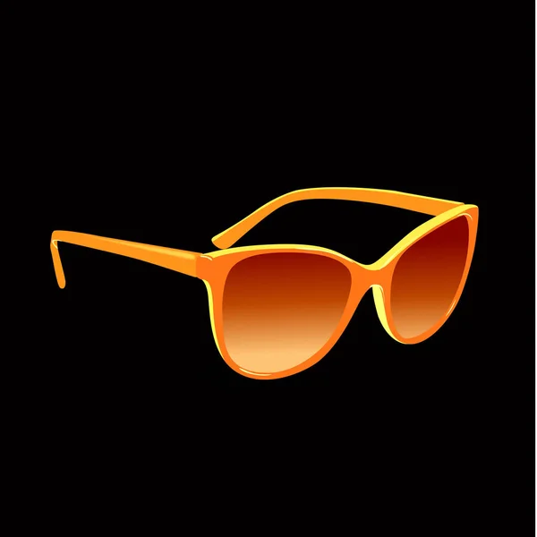 Gafas de sol realistas naranja sobre fondo negro. Gráfico vectorial — Vector de stock