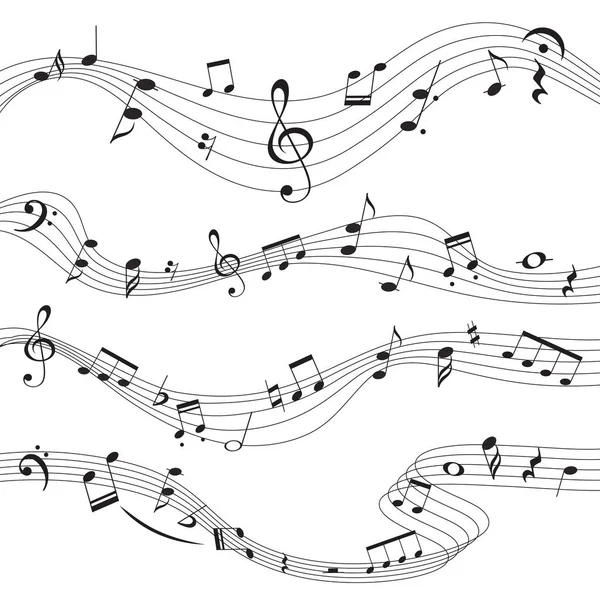 Müzik notaları, müzik tasarım öğesi kümesi, izole, illüstrasyon vektör.
