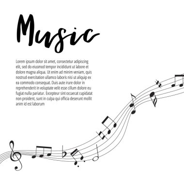 Müzikal İşaretler Notlarla Modern Arkaplan. Vector Element for Musical Poster, Banner, Reklam, Card. Asgari Basit Arkaplan.