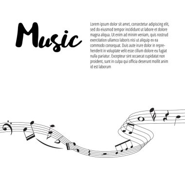 Müzikal İşaretler Notlarla Modern Arkaplan. Vector Element for Musical Poster, Banner, Reklam, Card. Asgari Basit Arkaplan.