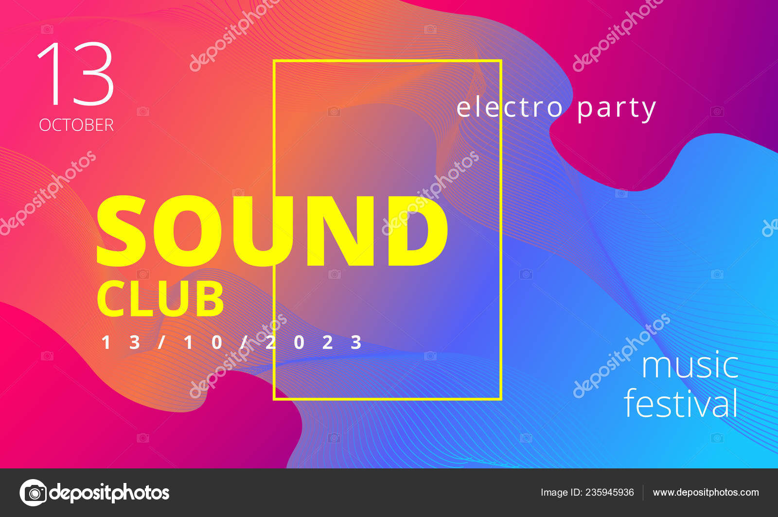 Electronic Music Poster Modern Club Party Flyer Abstract Gradients Music Background Music Fest Cover Stock Vector C Mariaaverburg 235945936