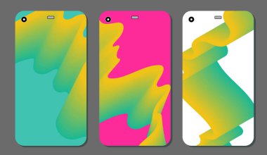 Cep telefonu kapağı ve ekran için set moda soyut süsler. Kırpma maskesi görünür parçası. Örnek yazdırma işleminden sonra Kırpma maskesini bırak için hazırdır. Vektör