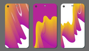 Cep telefonu kapağı ve ekran için set moda soyut süsler. Kırpma maskesi görünür parçası. Örnek yazdırma işleminden sonra Kırpma maskesini bırak için hazırdır. Vektör