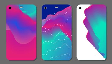 Cep telefonu kapağı ve ekran için set moda soyut süsler. Kırpma maskesi görünür parçası. Örnek yazdırma işleminden sonra Kırpma maskesini bırak için hazırdır. Vektör