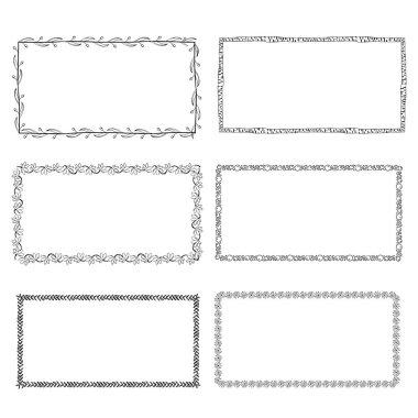 çizilmiş doodle kare kümesi. Eskiz sınırları