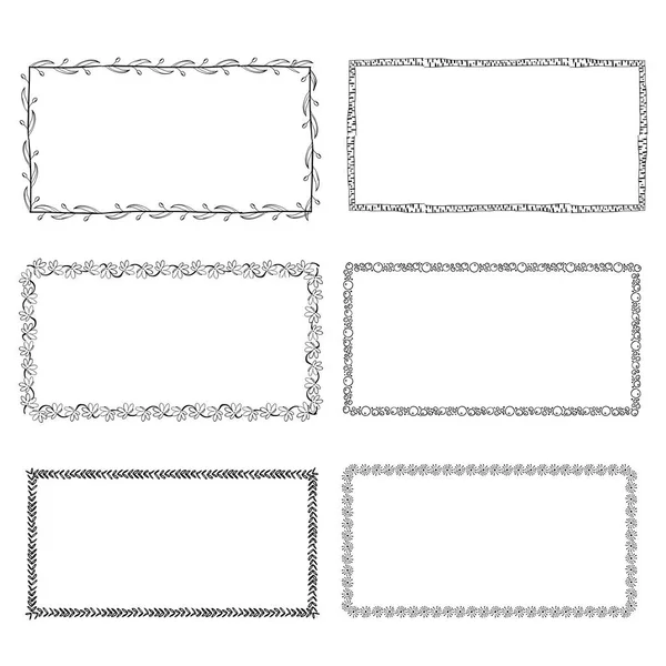 Set handgetekende doodle frames. Schets grenzen — Stockvector