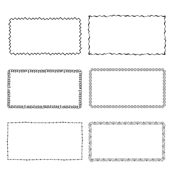 Set handgetekende doodle frames. Schets grenzen — Stockvector