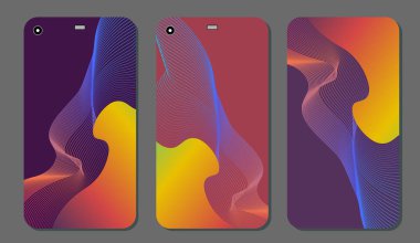 Cep telefonu kapağı ve ekran için set moda soyut süsler. Kırpma maskesi görünür parçası. Örnek yazdırma işleminden sonra Kırpma maskesini bırak için hazırdır. Vektör