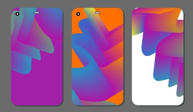 Cep telefonu kapağı ve ekran için set moda soyut süsler. Kırpma maskesi görünür parçası. Örnek yazdırma işleminden sonra Kırpma maskesini bırak için hazırdır. Vektör