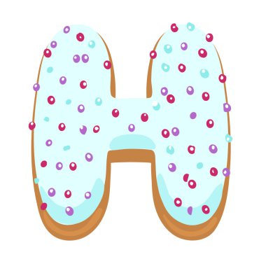 Sırlı çörek yazı tipi gerçekçi vektör harf H