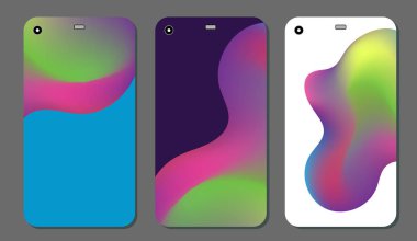 Cep telefonu kapağı ve ekran için set moda soyut süsler. Kırpma maskesi görünür parçası. Örnek yazdırma işleminden sonra Kırpma maskesini bırak için hazırdır. Vektör