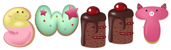 Blandad färg donut söta insignier, Top view, för bageriet butiken för närvarande födelsedagen koncept. — Stock vektor
