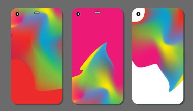 Cep telefonu kapağı ve ekran için set moda soyut süsler. Kırpma maskesi görünür parçası. Örnek yazdırma işleminden sonra Kırpma maskesini bırak için hazırdır. Vektör