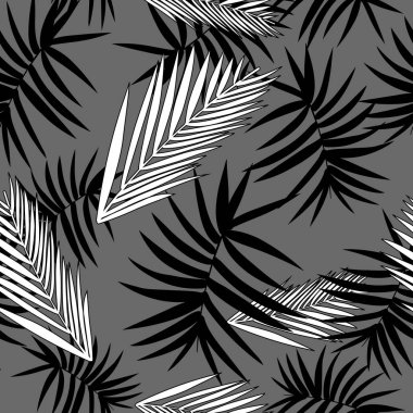 Vektör seamless modeli ile ve tropikal bırakır. Egzotik botanik arka plan tasarımı, spa, tekstil, hawaiian gömlek kozmetik için. Paket kağıdı, duvar kağıdı olarak en iyi