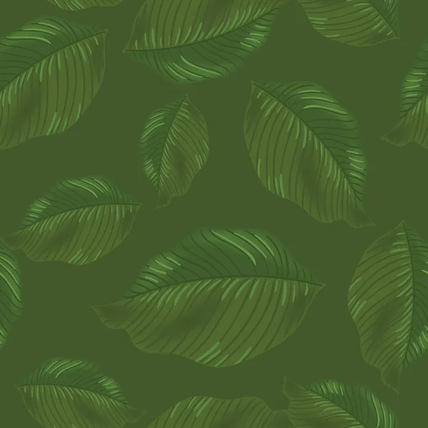 Vektör seamless modeli ile ve tropikal bırakır. Egzotik botanik arka plan tasarımı, spa, tekstil, hawaiian gömlek kozmetik için. Paket kağıdı, duvar kağıdı olarak en iyi — Stok Vektör