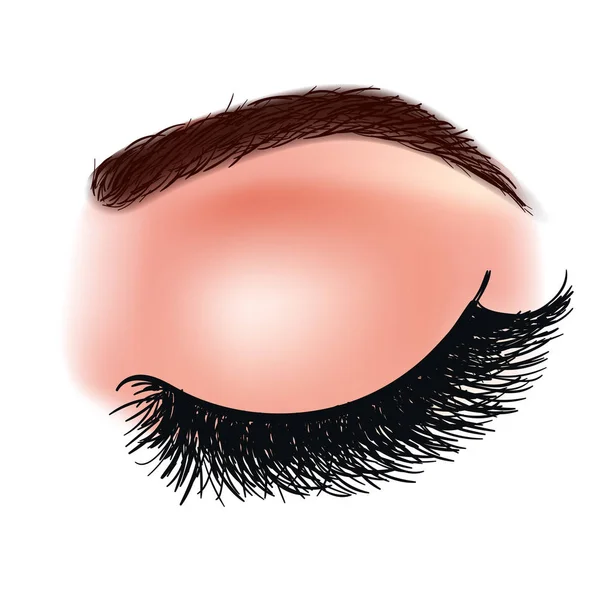 Eye lash extension realistisk illustration. Färsk mörk blå kvinnans ögon. Idé för besök visitkort. Print t-skjorta. Vektorillustration — Stock vektor