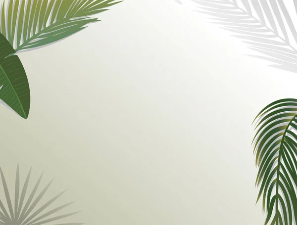 Realistische grüne Palmblätterzweige auf weißem Hintergrund. — Stockvektor