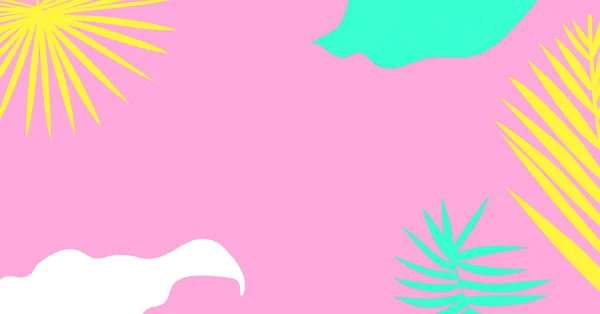 Blå palmeblade silhuet på en lyserød baggrund. design element til lykønskningskort, print, bannere og andre. Vektorillustration – Stock-vektor