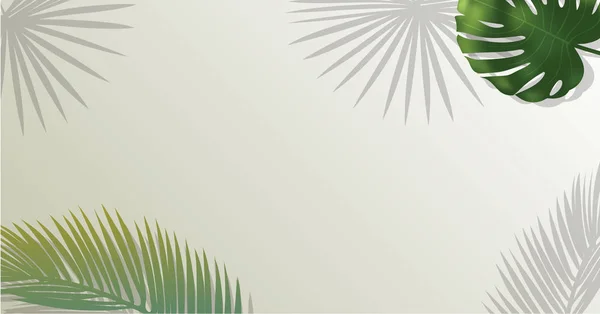 Beyaz arka plan gerçekçi yeşil palmiye yaprağı dallarda. — Stok Vektör