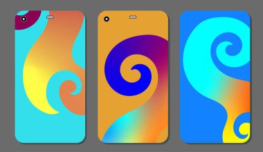 Cep telefonu kapağı ve ekran için set moda soyut süsler. Kırpma maskesi görünür parçası. Örnek yazdırma işleminden sonra Kırpma maskesini bırak için hazırdır. Vektör