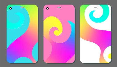 Cep telefonu kapağı ve ekran için set moda soyut süsler. Kırpma maskesi görünür parçası. Örnek yazdırma işleminden sonra Kırpma maskesini bırak için hazırdır. Vektör