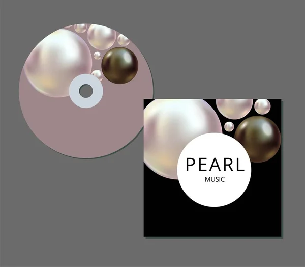 Modello di copertina per CD con disegno creativo astratto artistico e colorato per la tua azienda in formato EPS 10. Perle realistiche in bianco e nero . — Vettoriale Stock