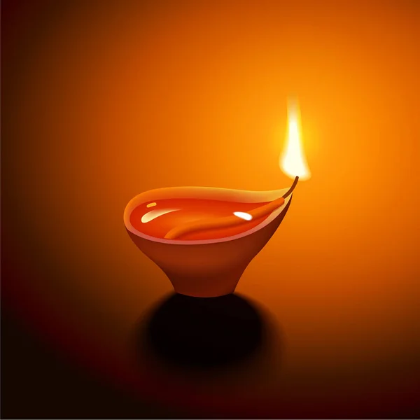 Векторная реалистичная лампа Дивали с пламенем. Сияющая свеча . — стоковый вектор